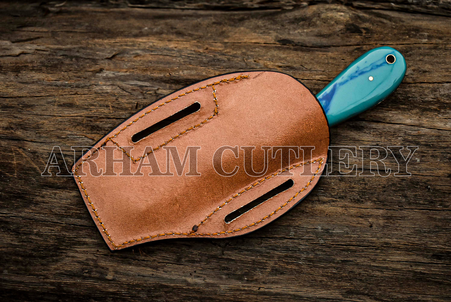 Cowboy Bull Cutter EDC Knife With Leath Sheath