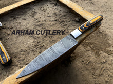 Load image into Gallery viewer, Handmade Damascus Steel Kitchen Knife Set of 4 Pcs With Leather Roll Kit , Arham Cutlery
