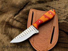 Lade das Bild in den Galerie-Viewer, Custom Made Ferrier Rasp File Skinning Knife With Cross Draw Leather Sheath , Arham Cutlery
