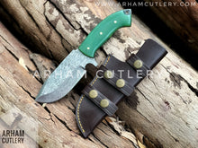 Load image into Gallery viewer, Damascus Steel Handmade Hunting Knife , Custom Hand Forged Knife With Leather Sheath , Arham Cutlery
