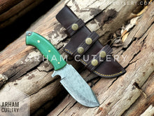 Load image into Gallery viewer, Damascus Steel Handmade Hunting Knife , Custom Hand Forged Knife With Leather Sheath , Arham Cutlery
