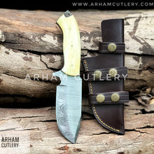 Load image into Gallery viewer, 9&quot; Damascus Steel Handmade Hunting Knife With Cowhide Leather Sheath , Arham Cutlery
