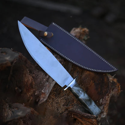 Handmade Stainless Steel Kitchen Knife With Resin Handle And Leather Sheath | Arham Cutlery