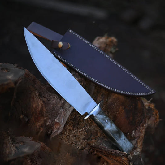 Handmade Stainless Steel Kitchen Knife With Resin Handle And Leather Sheath | Arham Cutlery
