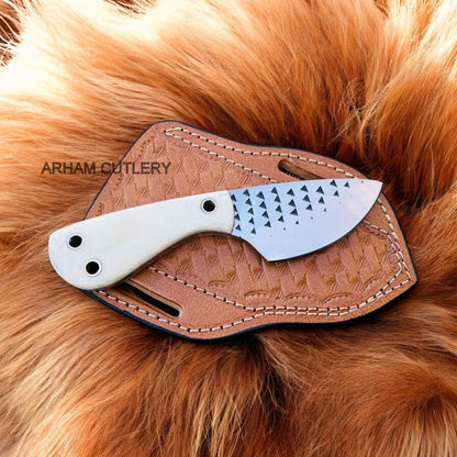 Farrier Rasp File Fixed Blade EDC Knife With Leather Sheath