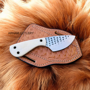 Farrier Rasp File Fixed Blade EDC Knife With Leather Sheath