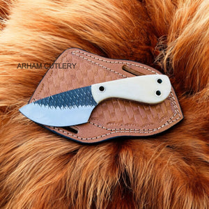 Farrier Rasp File Fixed Blade EDC Knife With Leather Sheath