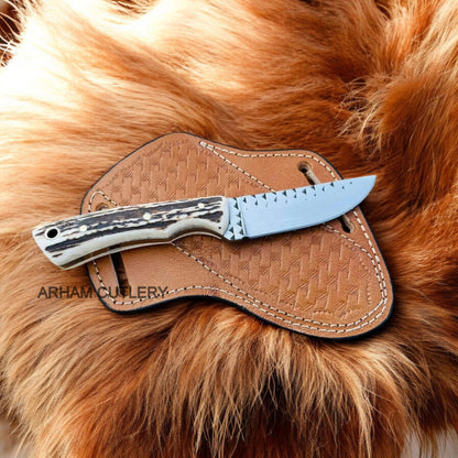 Farrier Rasp File Fixed Blade Knife With Leather Sheath