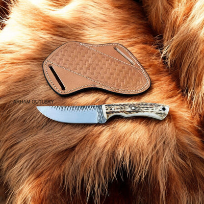 Farrier Rasp File Fixed Blade Knife With Leather Sheath