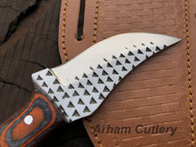 Lade das Bild in den Galerie-Viewer, Ferrier rasp file Skinning knife With Cross Draw Leather Sheath , Arham Cutlery
