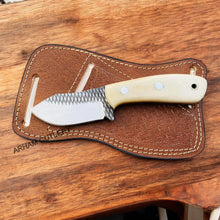 Load image into Gallery viewer, Ferrier Rasp Handmade Knife With Camel Bone Scales Best Skinning Knife
