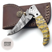 Cargar imagen en el visor de la galería, Handmade Damascus Steel Folding Blade Knife - Arham Cutlery
