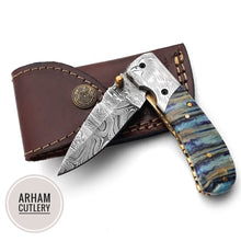 Load image into Gallery viewer, Handmade Damascus Steel Folding Blade Knife (Damascus Steel Blade) - Arham Cutlery
