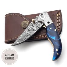 Lade das Bild in den Galerie-Viewer, Handmade Damascus Steel Folding Blade Knife (Damascus Steel Blade) - Arham Cutlery
