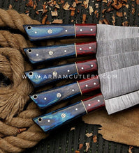 Load image into Gallery viewer, Damascus Steel Kitchen Chef Knives Set Of 5pcs, Handmade Chef&#39;s Knife Set, Kitchen Knives, Gift For Him, Personalized Gift Christmas Gift | Arham Cutlery
