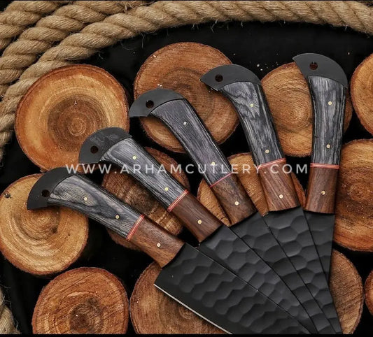 HAND FORGED DAMASCUS Steel Chef's Knives Set ,Chef Knife ,Damascus Kitchen Knife Set , Anniversary Gifts, Christmas Gifts, Personalized Gift | Arham Cutlery Arham Cutlery