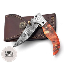 Load image into Gallery viewer, Handmade Damascus Steel Folding Blade Knife (Damascus Steel Blade) - Arham Cutlery
