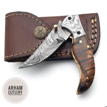 Load image into Gallery viewer, Handmade Damascus Steel Folding Blade Knife (Damascus Steel Blade) - Arham Cutlery
