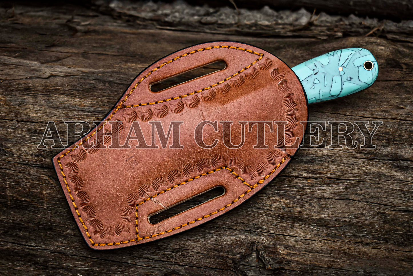Handmade Cowboy Bull Cutter Knife With Leather Sheath