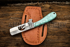 Praying Cowboy Knife With Hand Sewn Leather Sheath