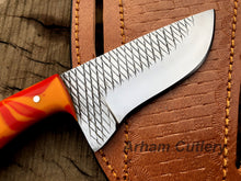 Cargar imagen en el visor de la galería, Handmade Ferrier Rasp File Skinning Knife With Cross Draw Leather Sheath , Arham Cutlery
