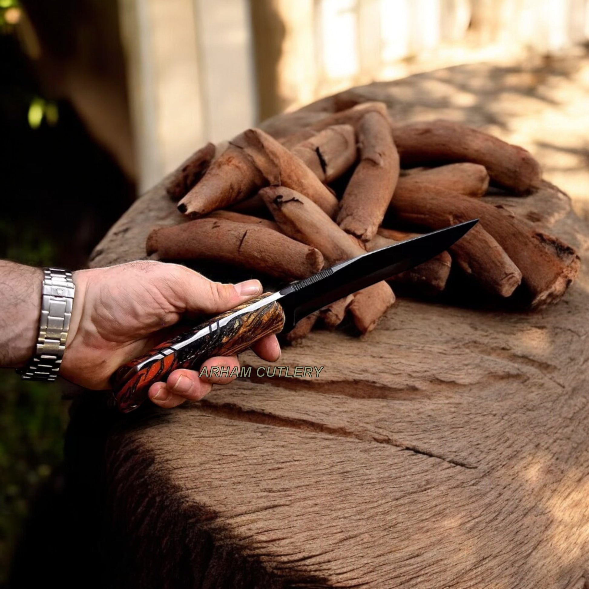 Handmade 10" Custom PINE CONE Hunting Camping Sport Knife Arham Cutlery 