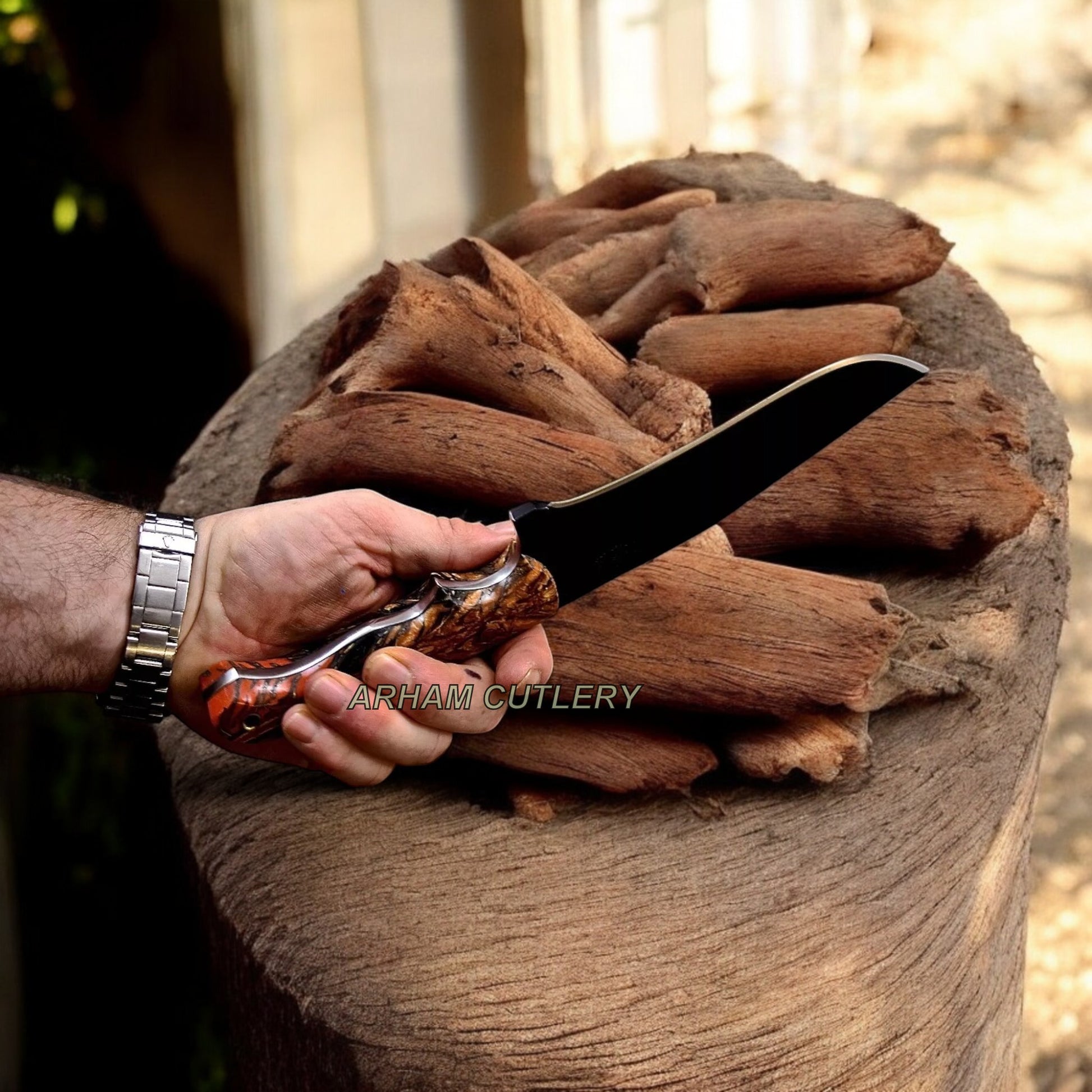 Handmade 10" Custom PINE CONE Hunting Camping Sport Knife Arham Cutlery 