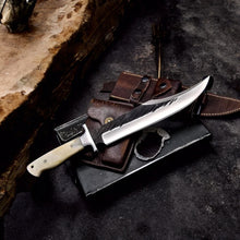 Cargar imagen en el visor de la galería, Handmade AUS 10 Custom Camel Bone Large Western Bowie Hunting Camping Knife
