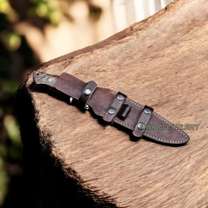 Handmade DC53 Custom Sheep Horn Turquoise Sub Hilt Hunting Camping Knife