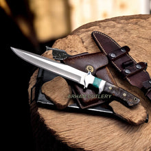 Lade das Bild in den Galerie-Viewer, Handmade DC53 Custom Sheep Horn Turquoise Sub Hilt Hunting Camping Knife
