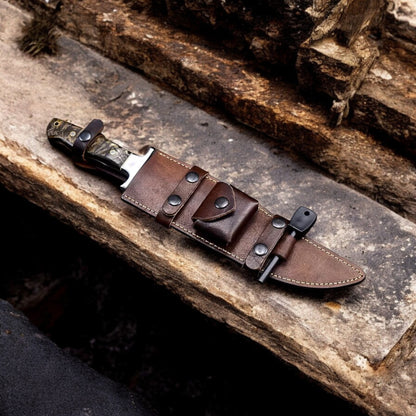 Handmade AUS 10 Custom Sheep Horn Large Western Bowie Hunting Camping Knife
