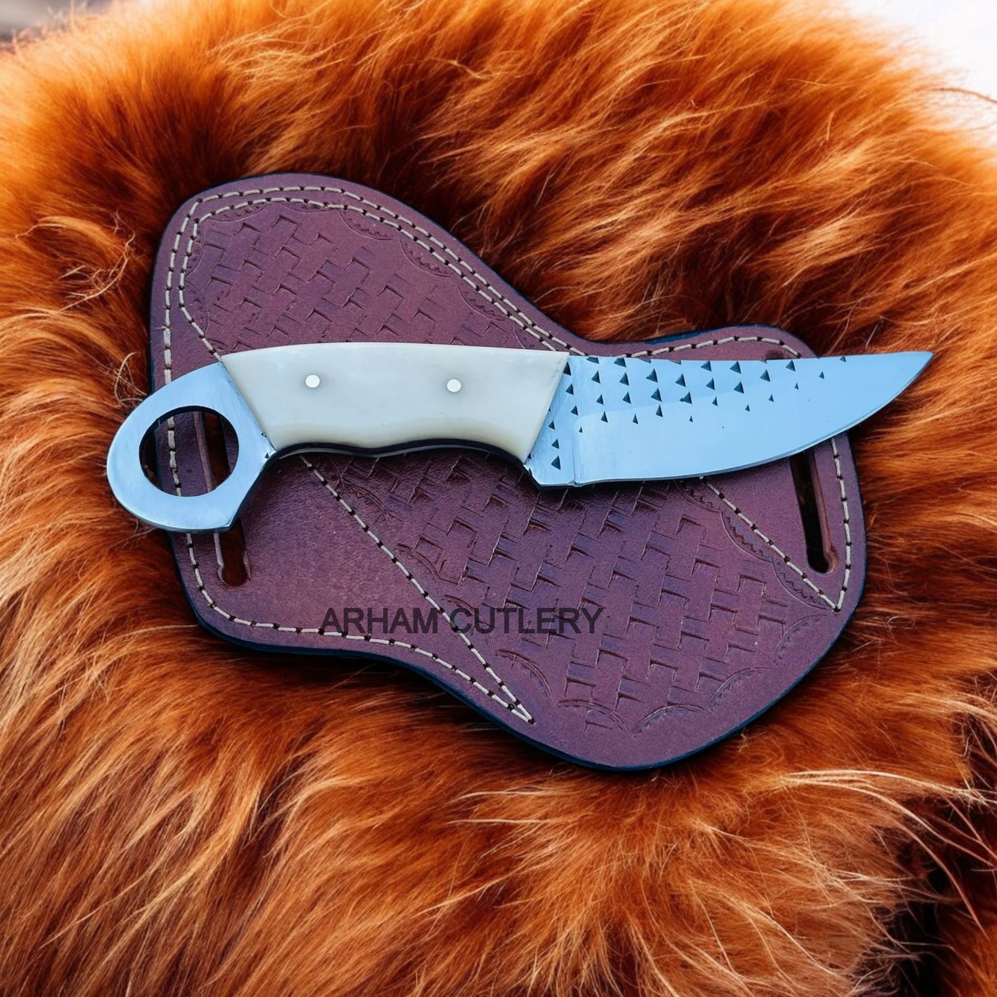 Handmade Rasp File Knife With Leather Sheath Best Skinning Knife 