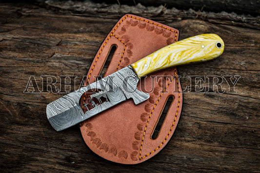 Custom Hand forged Cowboy Bull Cutter Knife With Leather Sheath