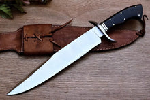 Load image into Gallery viewer, Custom Handmade D2 Steel Mirror Polished Hunting Bowie With Steel Guard Arham Cutlery
