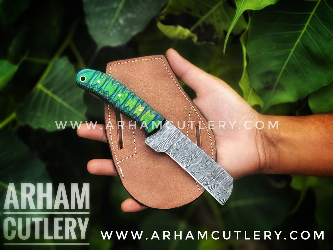 Damascus Steel Cowboy Bull Cutter Knife Arham Cutlery 