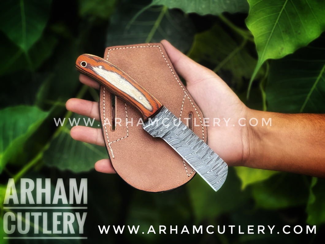 Damascus Steel Cowboy Bull Cutter Knife Arham Cutlery 