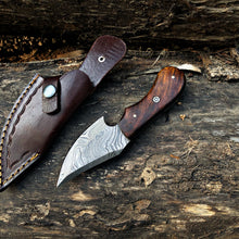 Load image into Gallery viewer, Handmade Damascus Steel Rose Wood Skinning Knife Arham Cutlery 
