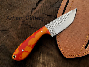 Ferrier rasp file Skinning knife With Cross Draw Leather Sheath , Arham Cutlery