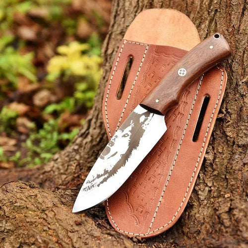 Custom Handmade Hunting Skinning Knife With Leather Sheath Arham Cutlery 