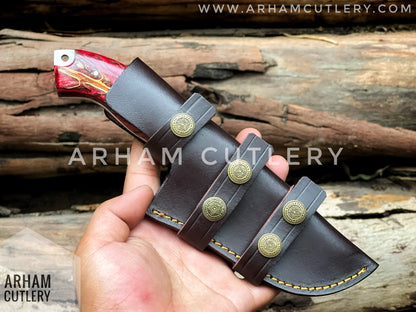D2 Steel Handmade Hunting Knife With Leather Sheath , Arham Cutlery