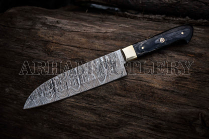 Damascus Steel 5 Pcs Kitchen Knife Chef Set With Leather Roll Kit