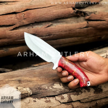 Load image into Gallery viewer, D2 Steel Handmade Hunting Knife With Leather Sheath , Arham Cutlery
