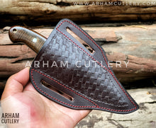 Cargar imagen en el visor de la galería, Handmade D2 Steel EDC Knife With Pan Cake Leather Sheath , Arham Cutlery
