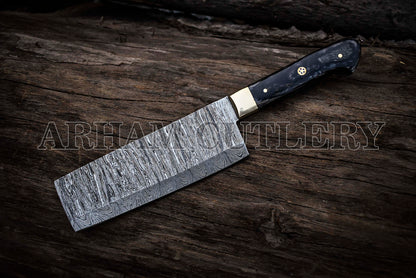Damascus Steel 5 Pcs Kitchen Knife Chef Set With Leather Roll Kit