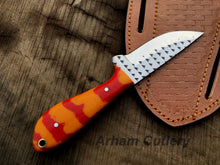 Lade das Bild in den Galerie-Viewer, Custom Made Ferrier Rasp File Skinning Knife With Cross Draw Leather Sheath , Arham Cutlery
