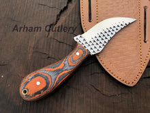 Lade das Bild in den Galerie-Viewer, Ferrier rasp file Skinning knife With Cross Draw Leather Sheath , Arham Cutlery
