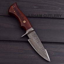 Cargar imagen en el visor de la galería, Damascus Steel Knife With Leather Sheath Arham Cutlery 
