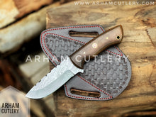 Load image into Gallery viewer, Nightshade Handcrafted Damascus Steel 9&quot; Fixed Blade With Cowhide Leather Sheath , Best Gift For EDC Lover , Best Handmade Knife
