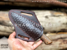 Load image into Gallery viewer, Nightshade Handcrafted Damascus Steel 9&quot; Fixed Blade With Cowhide Leather Sheath , Best Gift For EDC Lover , Best Handmade Knife
