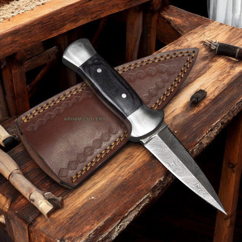 Handmade Damascus Steel Mini Dagger EDC Knife 